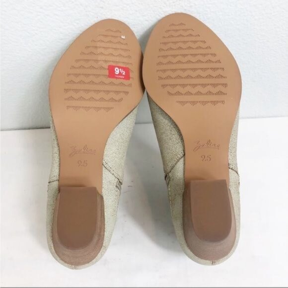 Zodiac Kaylin Western Ankle Booties Ivory Leather Side Zip Stacked Heel Size 9.5 - Picture 7 of 10